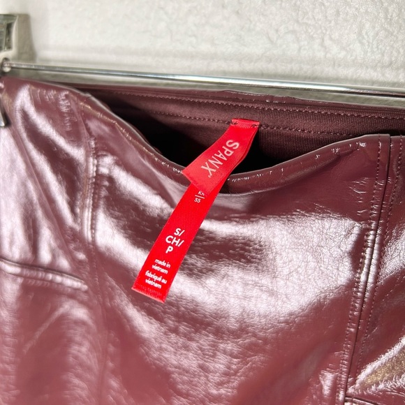 SPANX Faux Patent Leather Leggings in Ruby - Picture 5 of 6